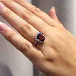 Malaya Garnet & Diamond Set Ring In 18K White & Rose Gold from LeGassick Fine Jewellery.