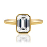 Margot... 2 Carat Emerald Cut Bezel Rubover Solitaire Lab Created Diamond Ring from The Madison Collection and exclusive to LeGassick.