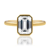 Margot... 2 Carat Emerald Cut Bezel Rubover Solitaire Lab Created Diamond Ring from The Madison Collection and exclusive to LeGassick.