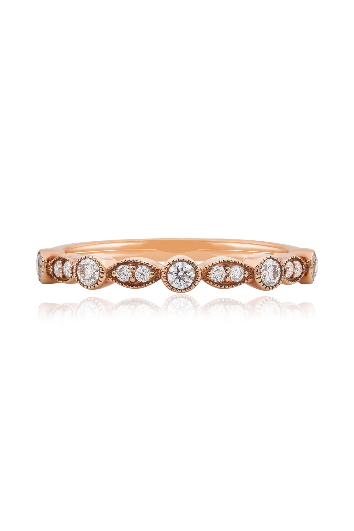 Marquise Shaped Diamond Band In Rose Gold from LeGassick.