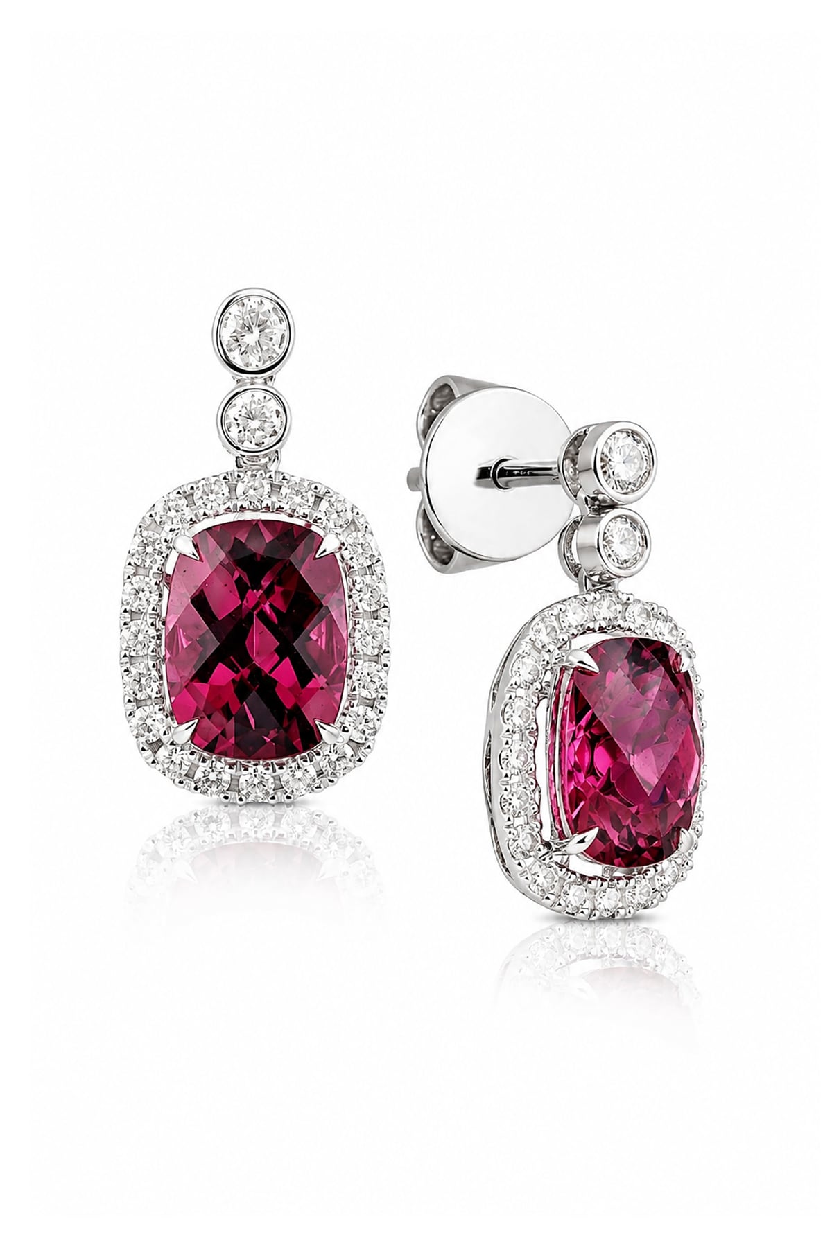 Natural Rhodolite Garnet & Diamond Drop Earrings from LeGassick.
