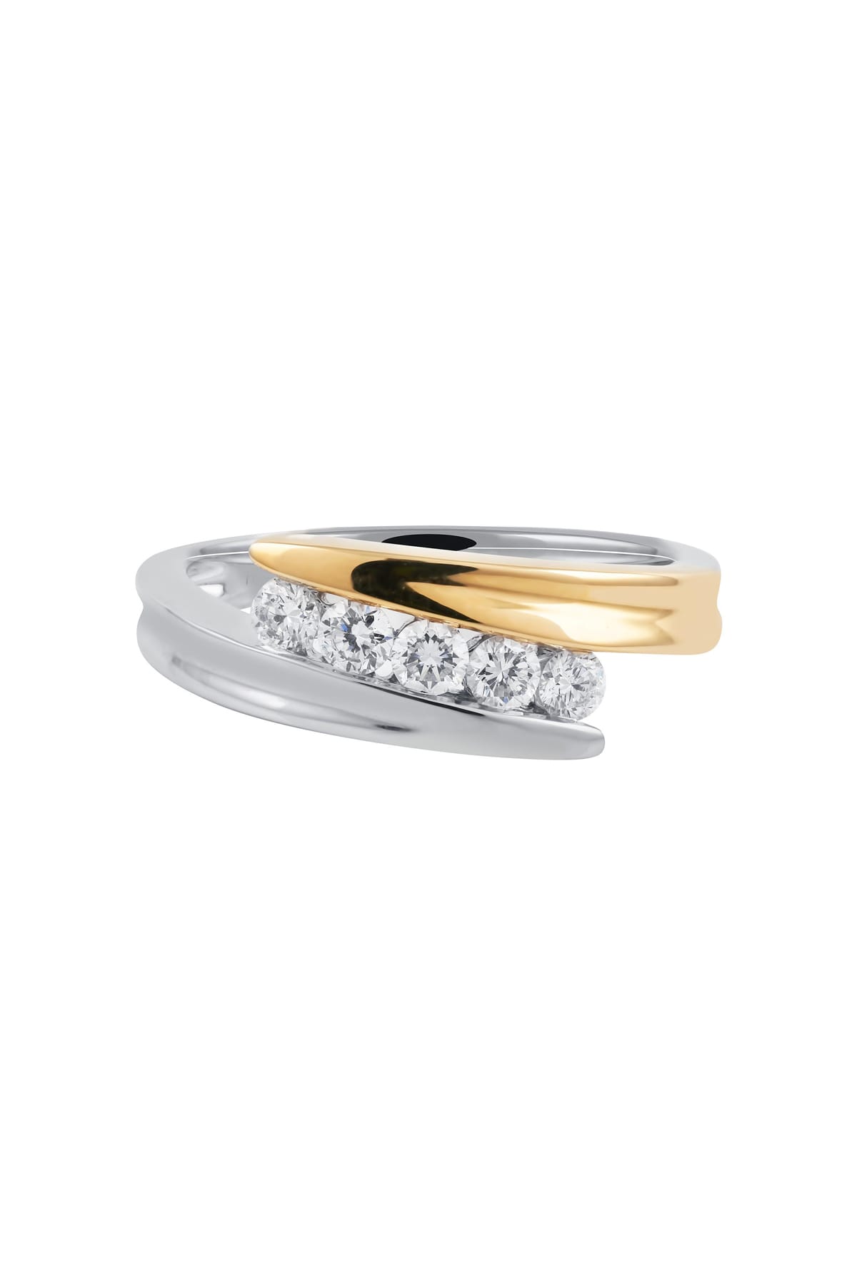 Offset Style Diamond Ring set in 18ct Yellow and White Gold available at LeGassick Diamonds and Jewellery Gold Coast, Australia.