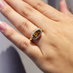 Oval Citrine & Diamond Set Ring In Yellow Gold from LeGassick Fine Jewellery.