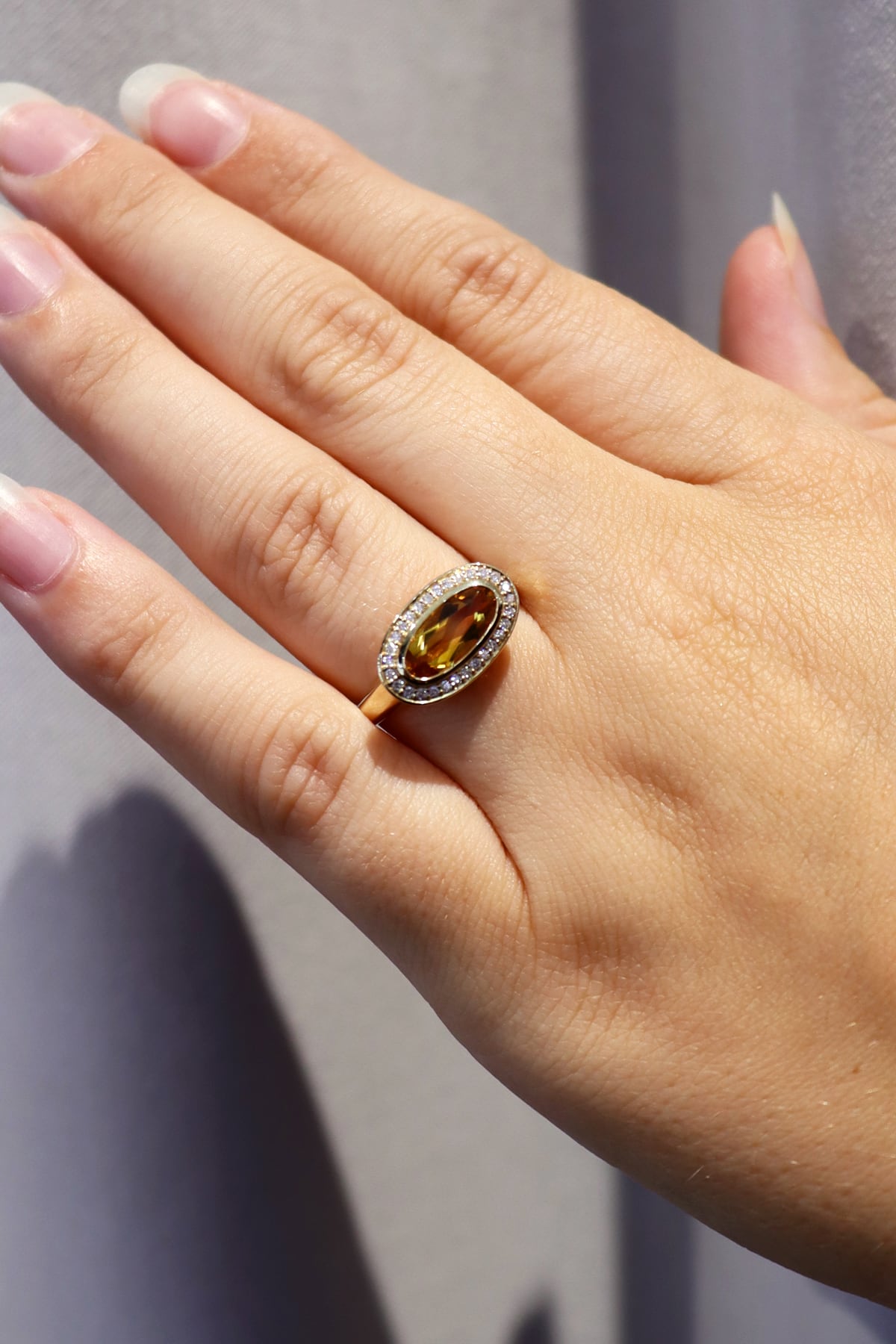 Oval Citrine & Diamond Set Ring In Yellow Gold from LeGassick Fine Jewellery.