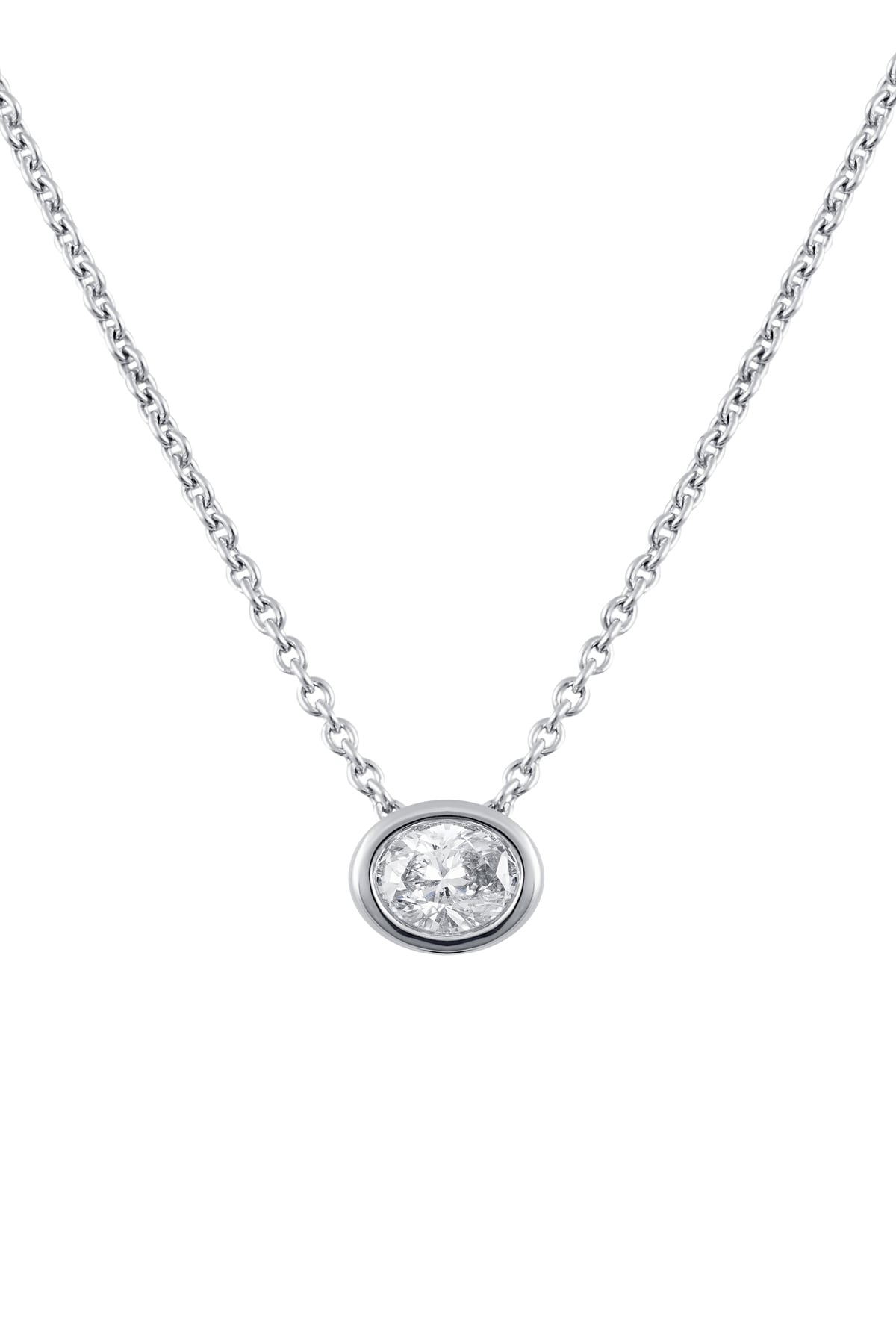 Oval Diamond Slider Pendant and Chain in 9ct White Gold from LeGassick Jewellery Gold Coast, Australia.