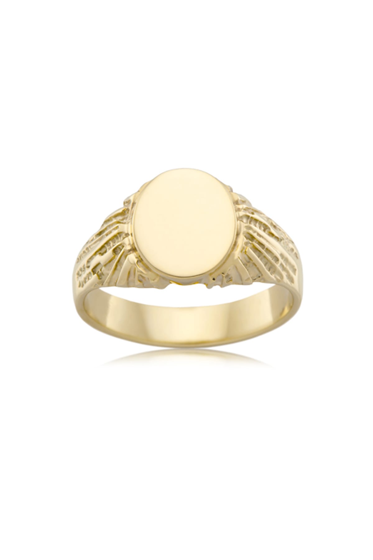 Oval Flat Top Signet Ring with Textured Side Shoulders available at LeGassick Diamonds and Jewellery Gold Coast, Australia.