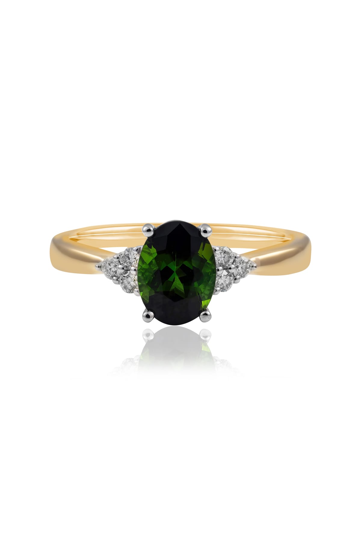 1.27ct Oval Green Tourmaline And Diamond Ring Set In Gold from LeGassick.