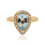 Pear Cut Aquamarine And Diamond Halo Ring available at LeGassick Diamonds and Jewellery Gold Coast, Australia.