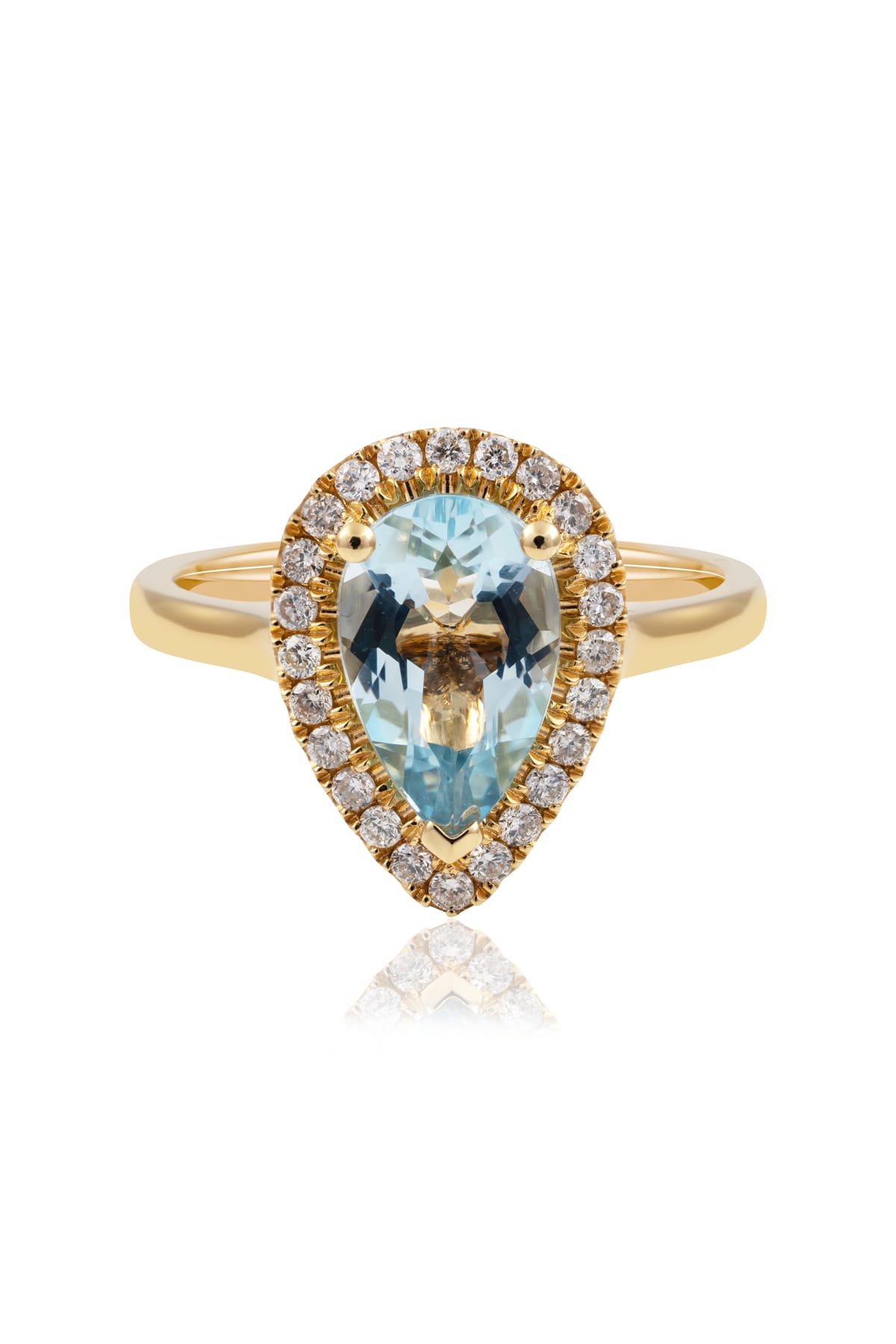 Pear Cut Aquamarine And Diamond Halo Ring available at LeGassick Diamonds and Jewellery Gold Coast, Australia.