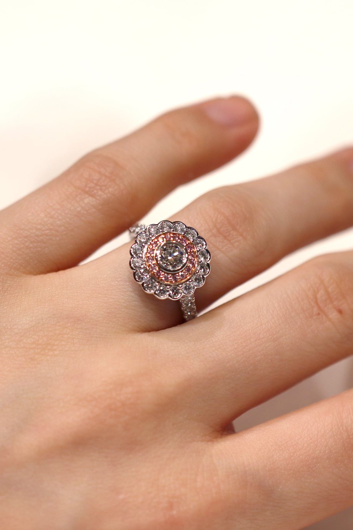 Pink & White Diamond Ring In White & Rose Gold from LeGassick Jewellery, Gold Coast, Australia.