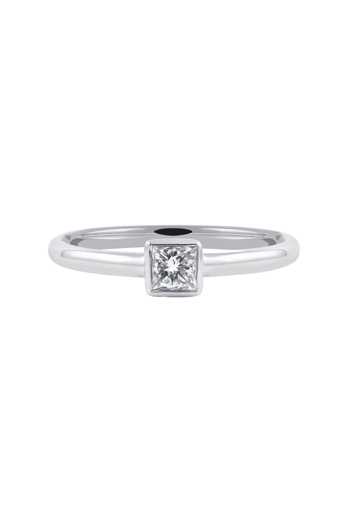 Princess Cut Bezel Set Diamond Solitaire Ring set in 18ct White Gold available at LeGassick Diamonds and Jewellery Gold Coast, Australia.