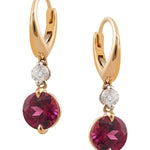 Rhodolite Garnet and Diamond Set Drop Huggie Style Earrings in 18k Rose Gold from LeGassick Jewellery Gold Coast, Australia.