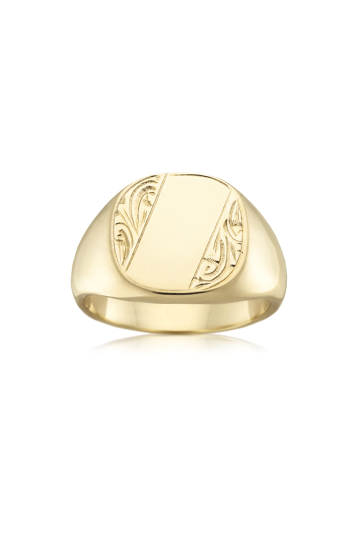Solid Hand Engraved Flat Top Signet Ring available at LeGassick Diamonds and Jewellery Gold Coast, Australia.