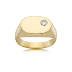 Solid Oval Diamond Set Flat Top Signet Ring available at LeGassick Diamonds and Jewellery Gold Coast, Australia.