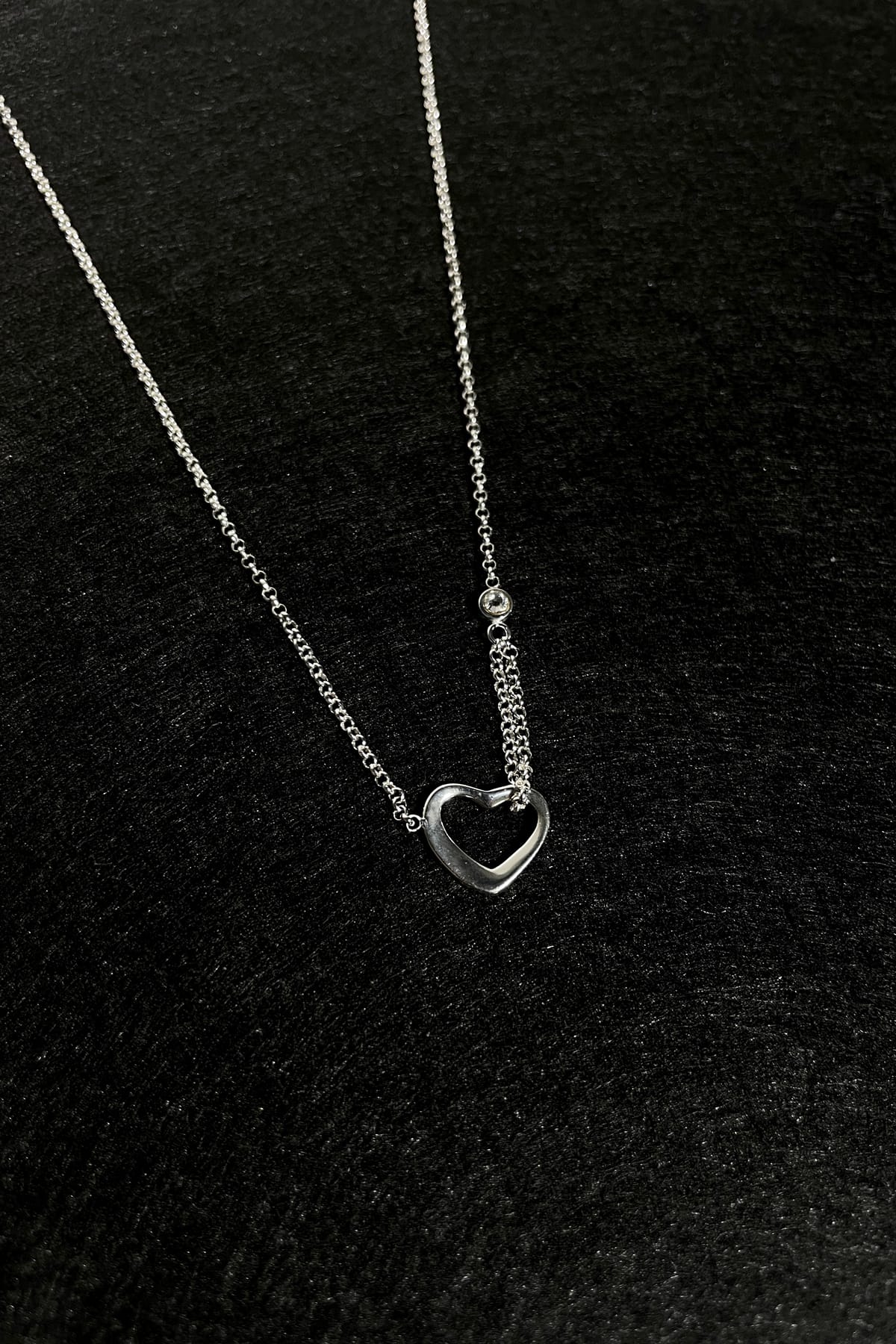 Sterling Silver Italian Open Heart and Cubic Zirconia Necklet available at LeGassick Diamonds and Jewellery Gold Coast, Australia.