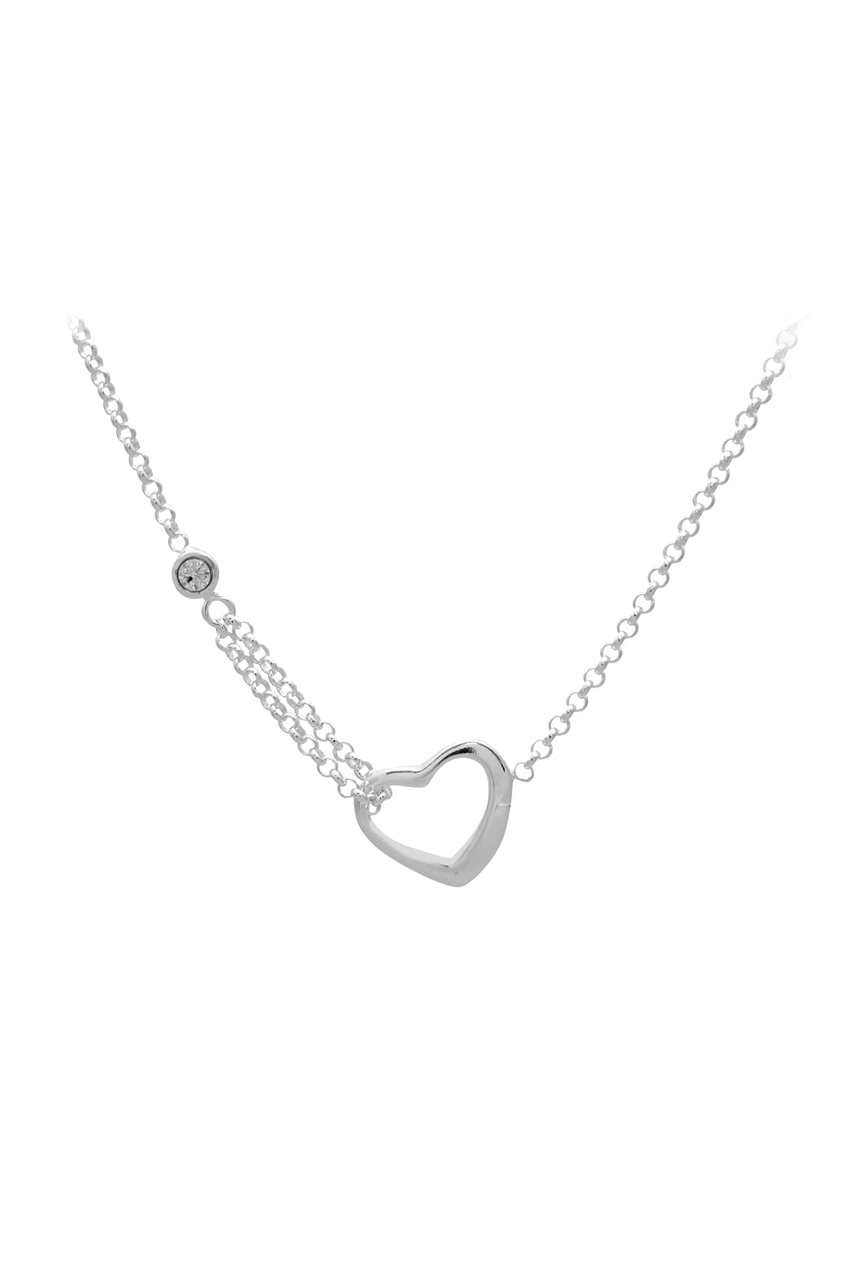 Sterling Silver Italian Open Heart and Cubic Zirconia Necklet available at LeGassick Diamonds and Jewellery Gold Coast, Australia.