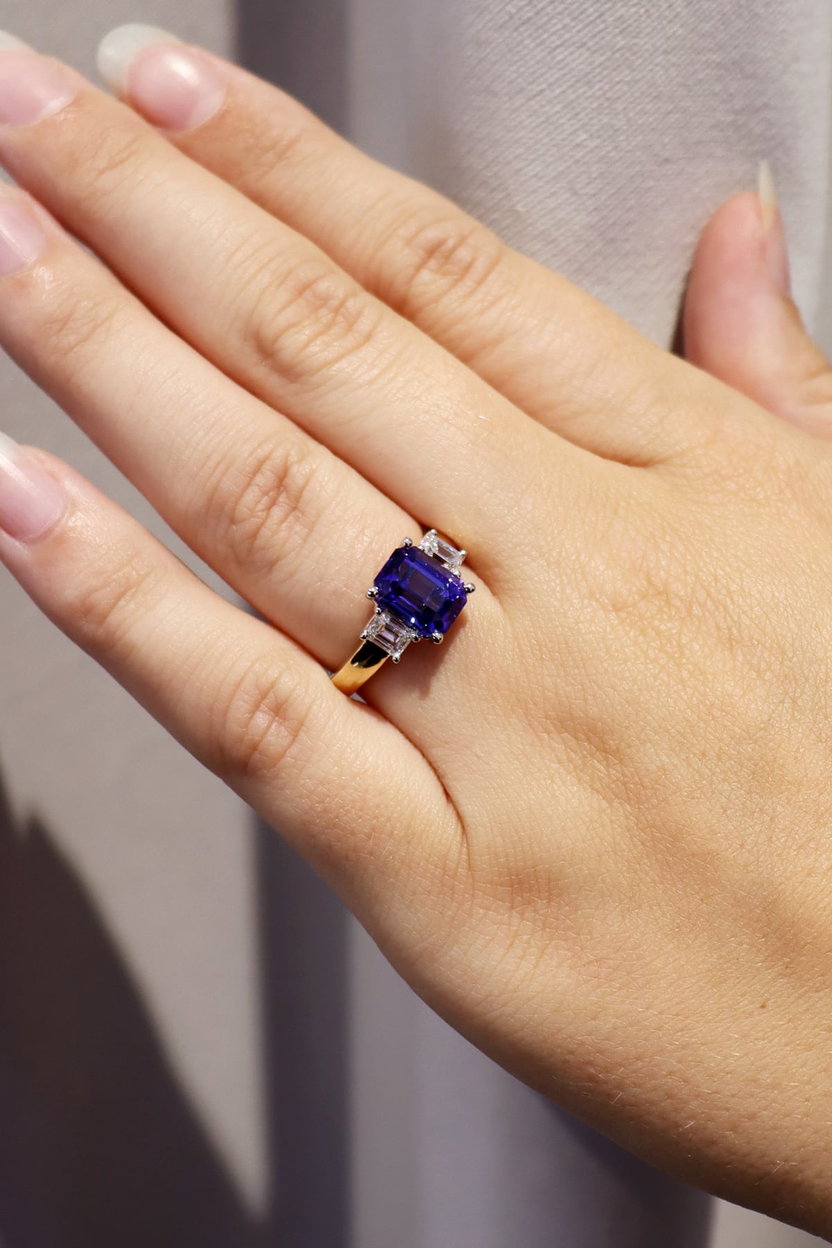 Tanzanite & Diamond Set Ring In 18 Carat Yellow Gold & White Gold from LeGassick Fine Jewellery.