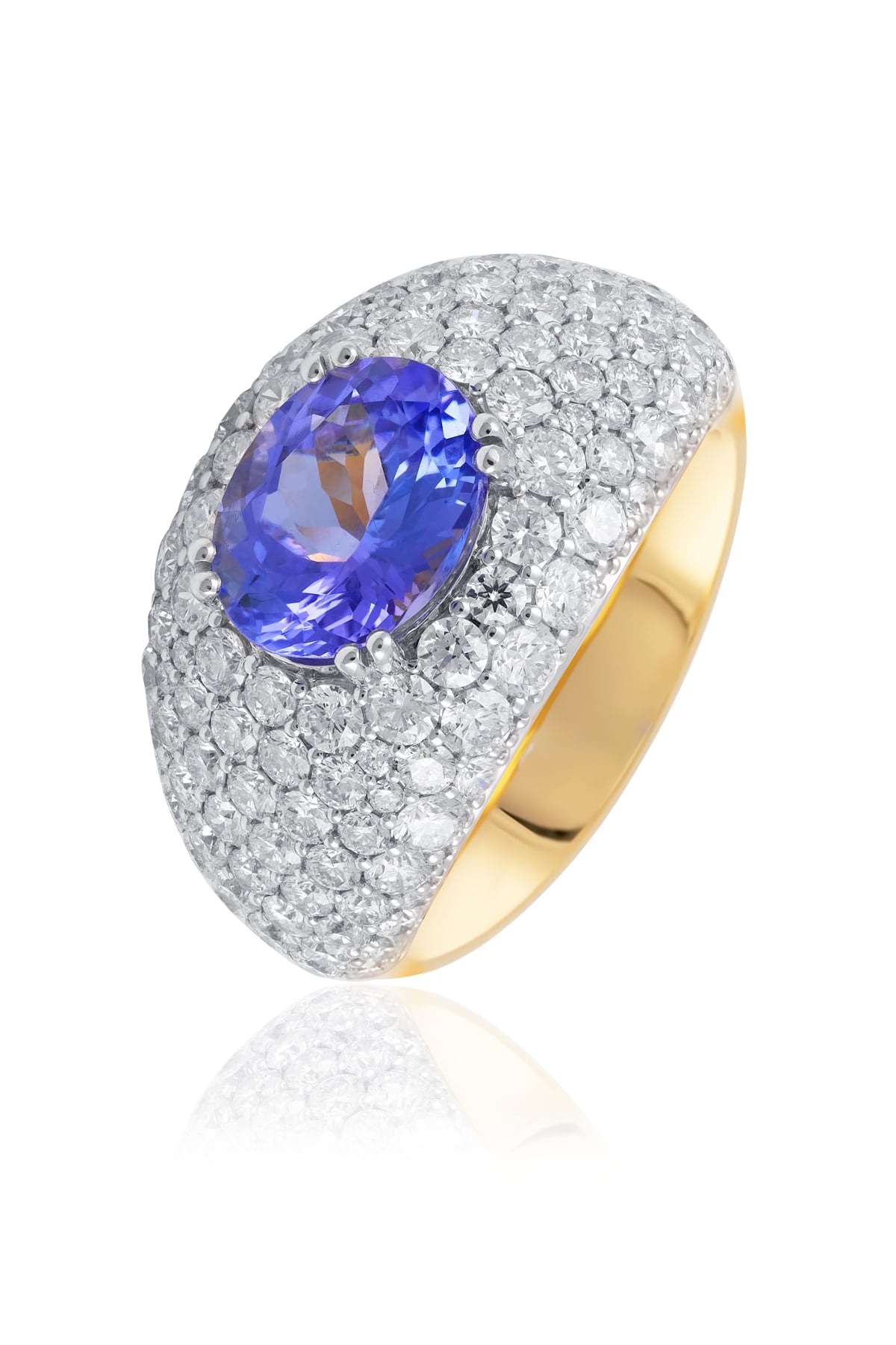 Tanzanite and Diamond Ring Set In Two Tone Gold available from LeGassick Jewellery, Gold Coast, Australia. Showrooms at Pacific Fair and Runaway Bay Centre.