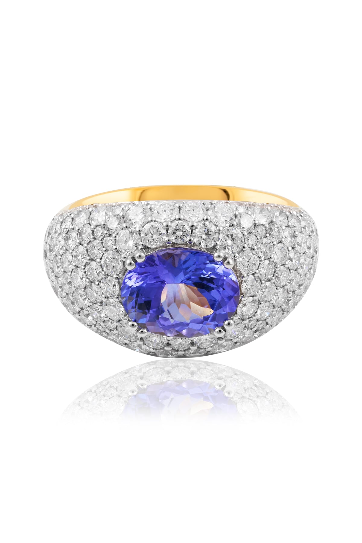 Tanzanite and Diamond Ring Set In Two Tone Gold available from LeGassick Jewellery, Gold Coast, Australia. Showrooms at Pacific Fair and Runaway Bay Centre.