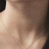 Close-up of a diamond necklace on a person's neck
