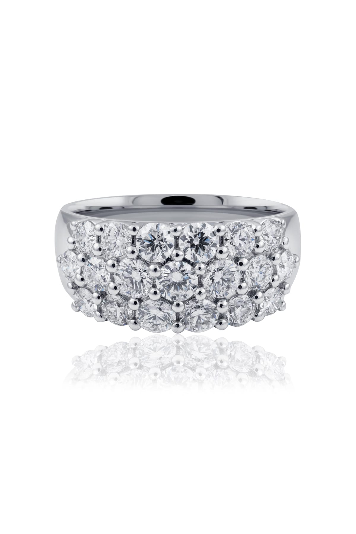 Three Row Wide 2.84ct Diamond Ring set in 18ct White Gold available at LeGassick Diamonds & Jewellery Gold Coast Australia.