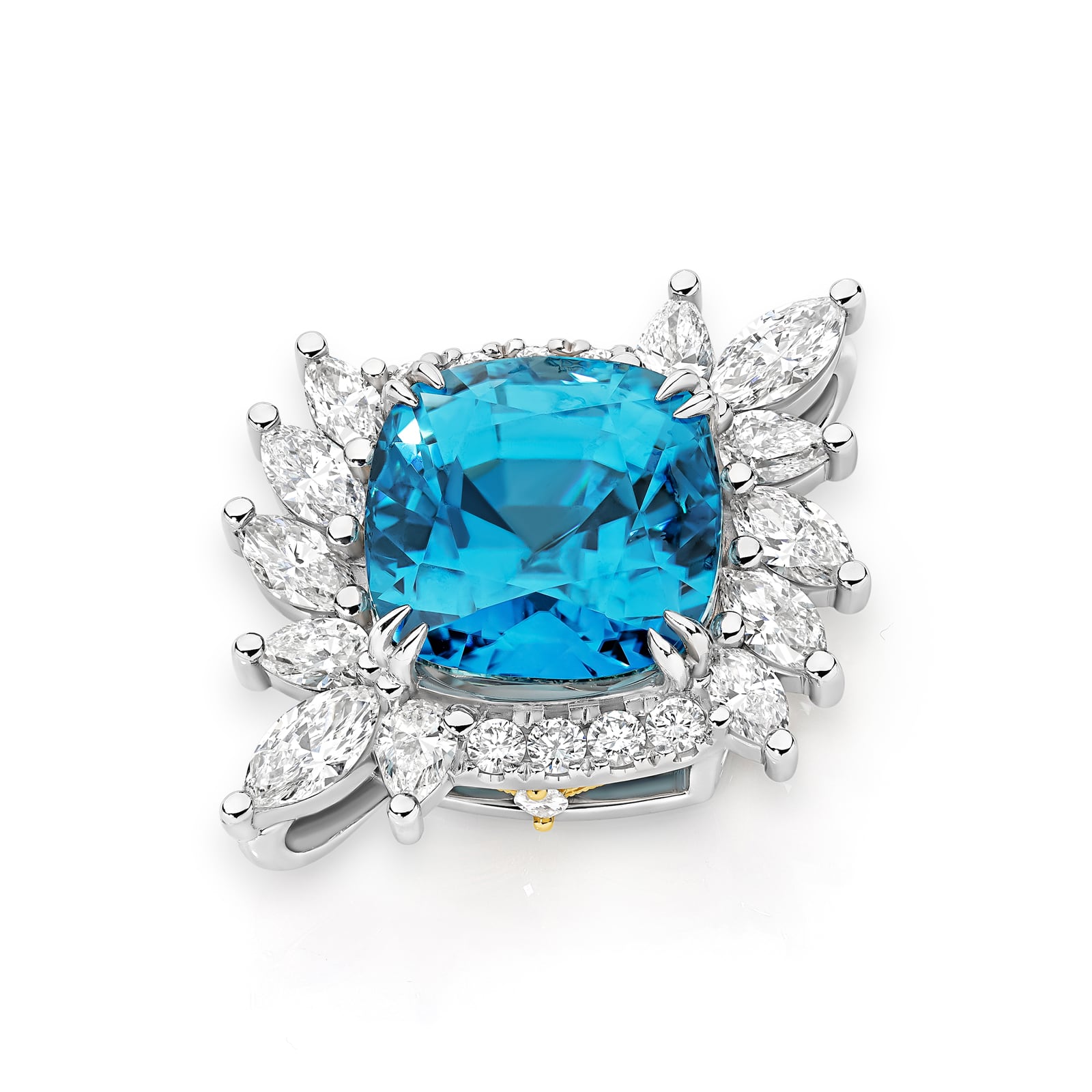 Ulysses 15.09ct cushion-cut Caribbean blue zircon and diamonds pendant from LeGassick.