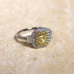 White and Yellow Gold Radiant Yellow Diamond Ring from LeGassick Jewellery, Gold Coast, Australia.