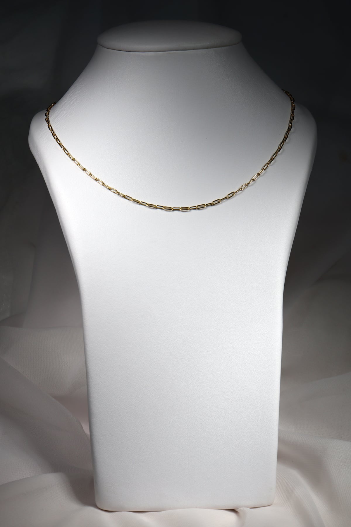 Yellow Gold 45cm Solid Long Open Oval Link 2.5mm Paperclip Chain from LeGassick Jewellery, Gold Coast, Australia.