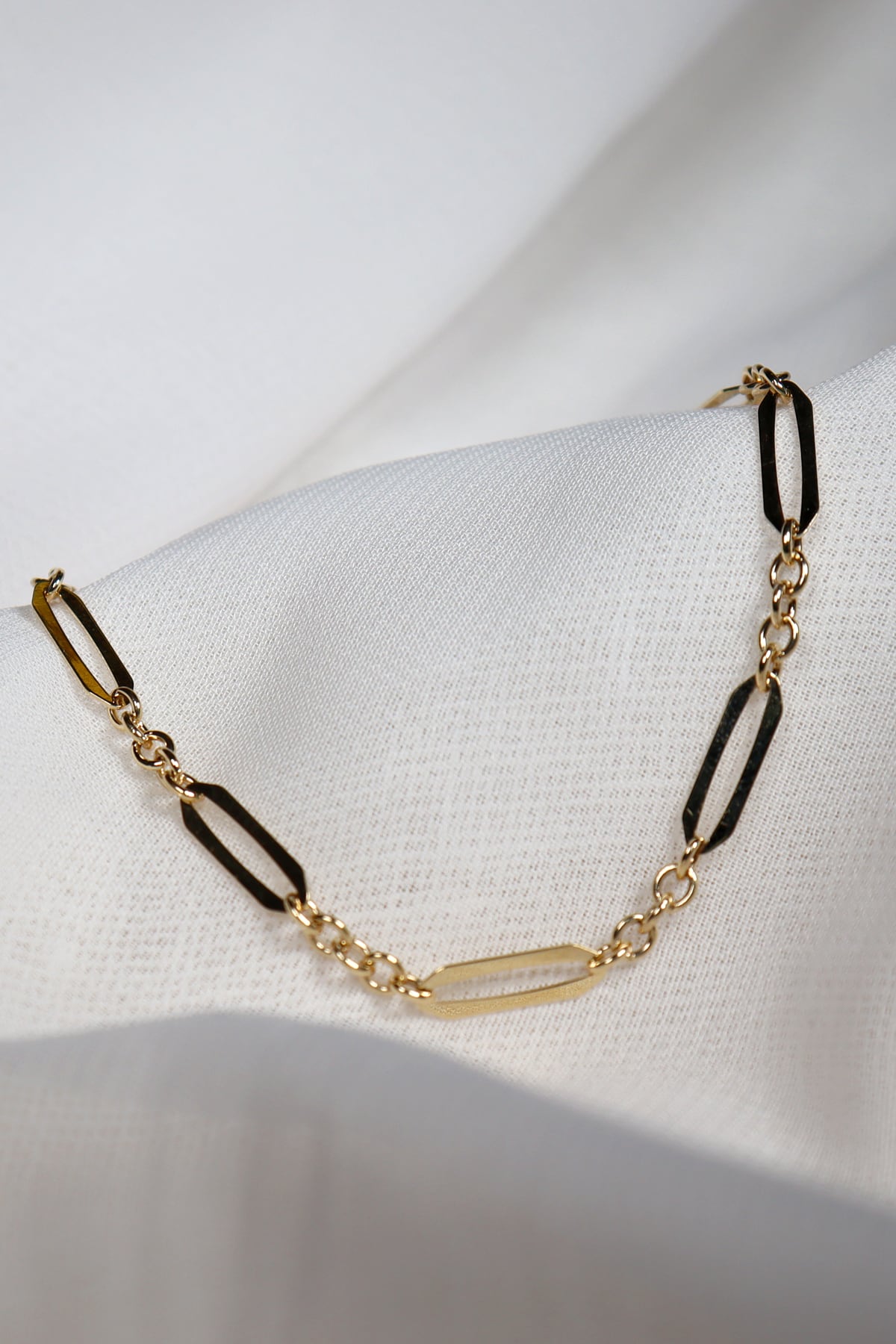 Yellow Gold Flat Fancy Paperclip Cable Bracelet from LeGassick Jewellery, Gold Coast, Australia.