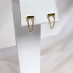 Yellow Gold Horizontal Plain Bar with Chain Drop Stud Earrings from LeGassick Jewellery, Gold Coast, Australia.