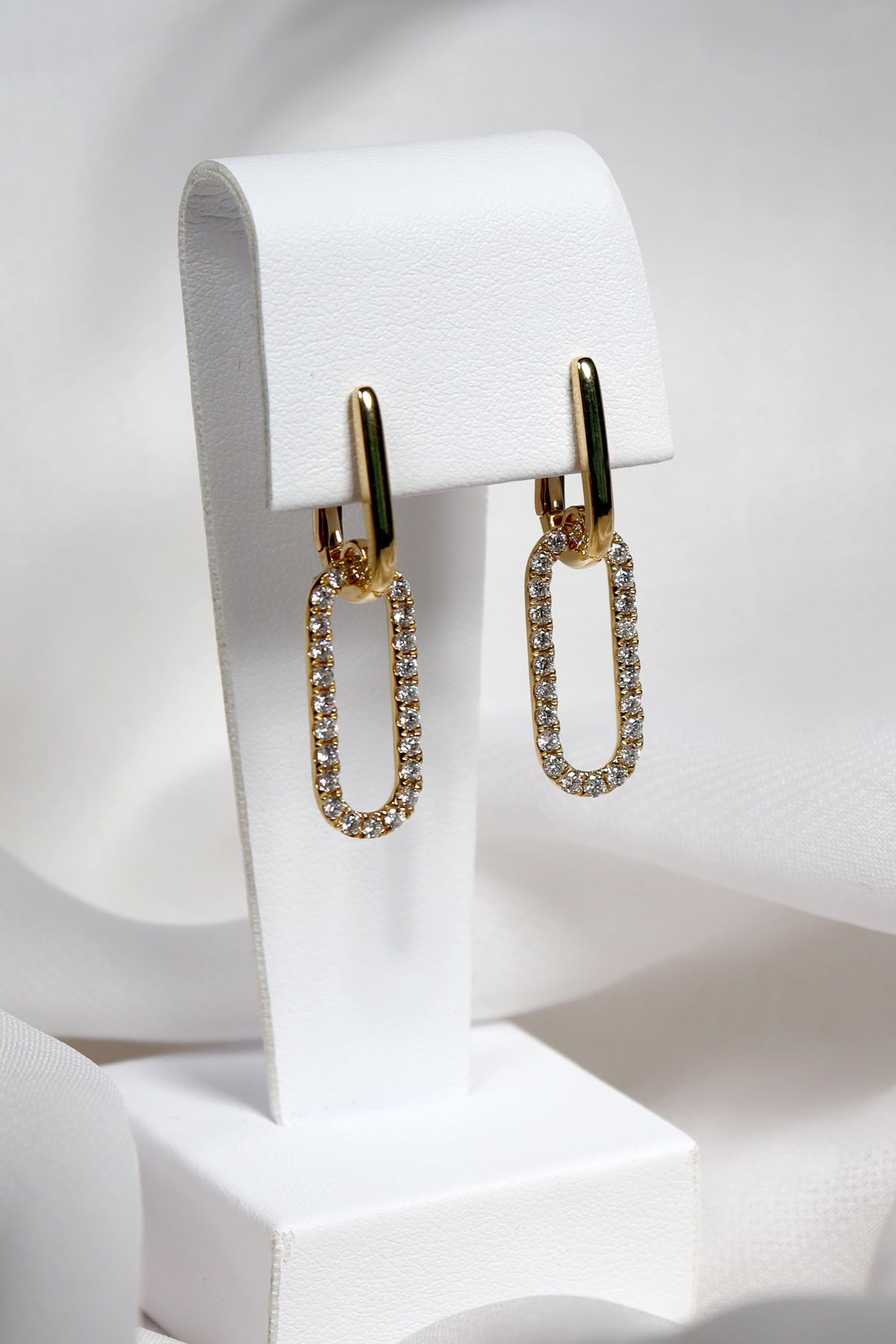 Yellow Gold Oval Style Drop Diamond Earrings from LeGassick Jewellery, Gold Coast, Australia.