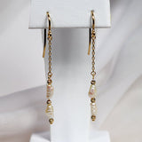 Yellow Gold Pearl Drop Earrings with Diamond Cut Drop and Shepherd Hooks from LeGassick Jewellery, Gold Coast, Australia.