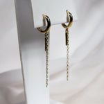 Yellow Gold Plain Huggie Earrings with Chain and Bar Drop from LeGassick Jewellery, Gold Coast, Australia.