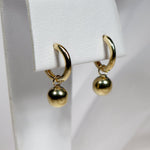 Yellow Gold Sliding Ball Drop on Plain Huggie Earrings from LeGassick Jewellery, Gold Coast, Australia.