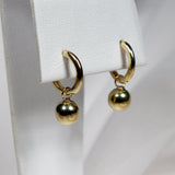 Yellow Gold Sliding Ball Drop on Plain Huggie Earrings from LeGassick Jewellery, Gold Coast, Australia.