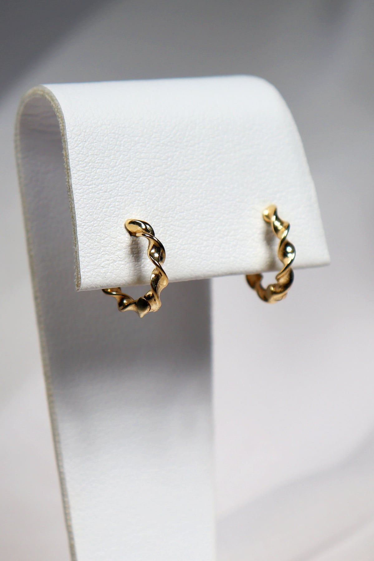 Yellow Gold Twist Mini 8mm Huggie Earrings from LeGassick Jewellery, Gold Coast, Australia.