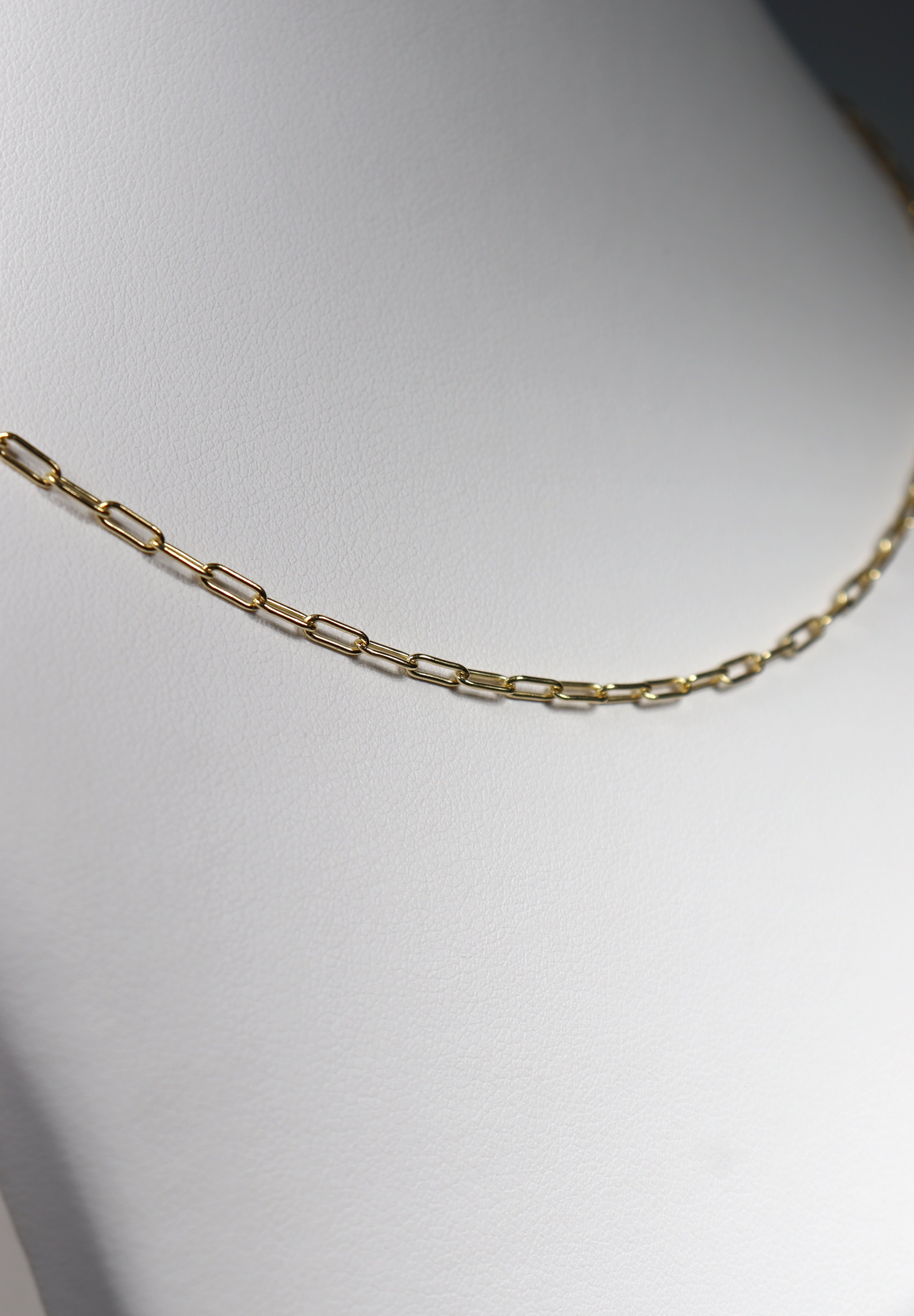 Yellow Gold 45cm Solid Long Open Oval Link 2.5mm Paperclip Chain from LeGassick Jewellery, Gold Coast, Australia.