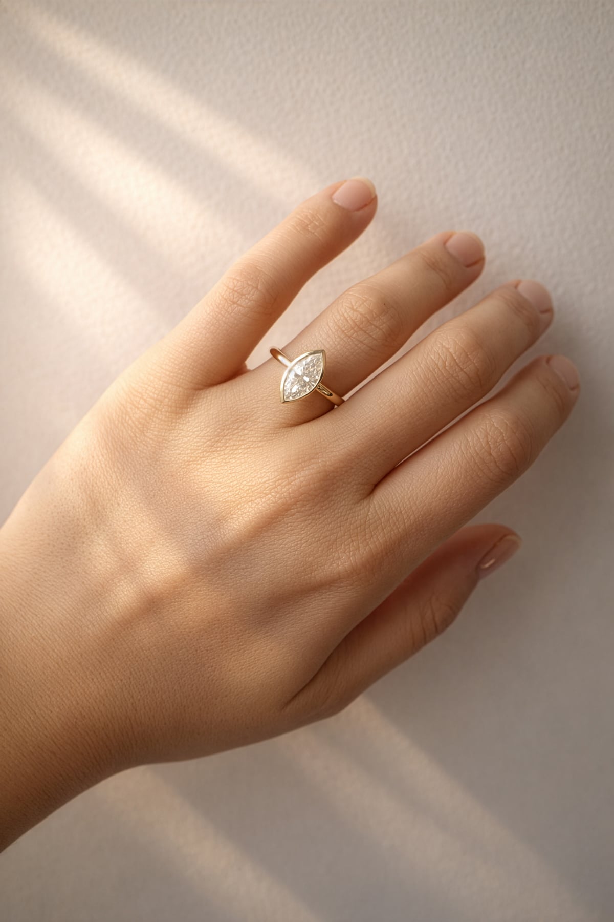 Amber... 1.50 Carat Marquise Bezel Set Lab Created Diamond Ring