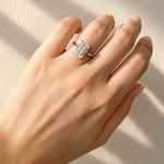 Gold ring with a lab diamond on a natural background