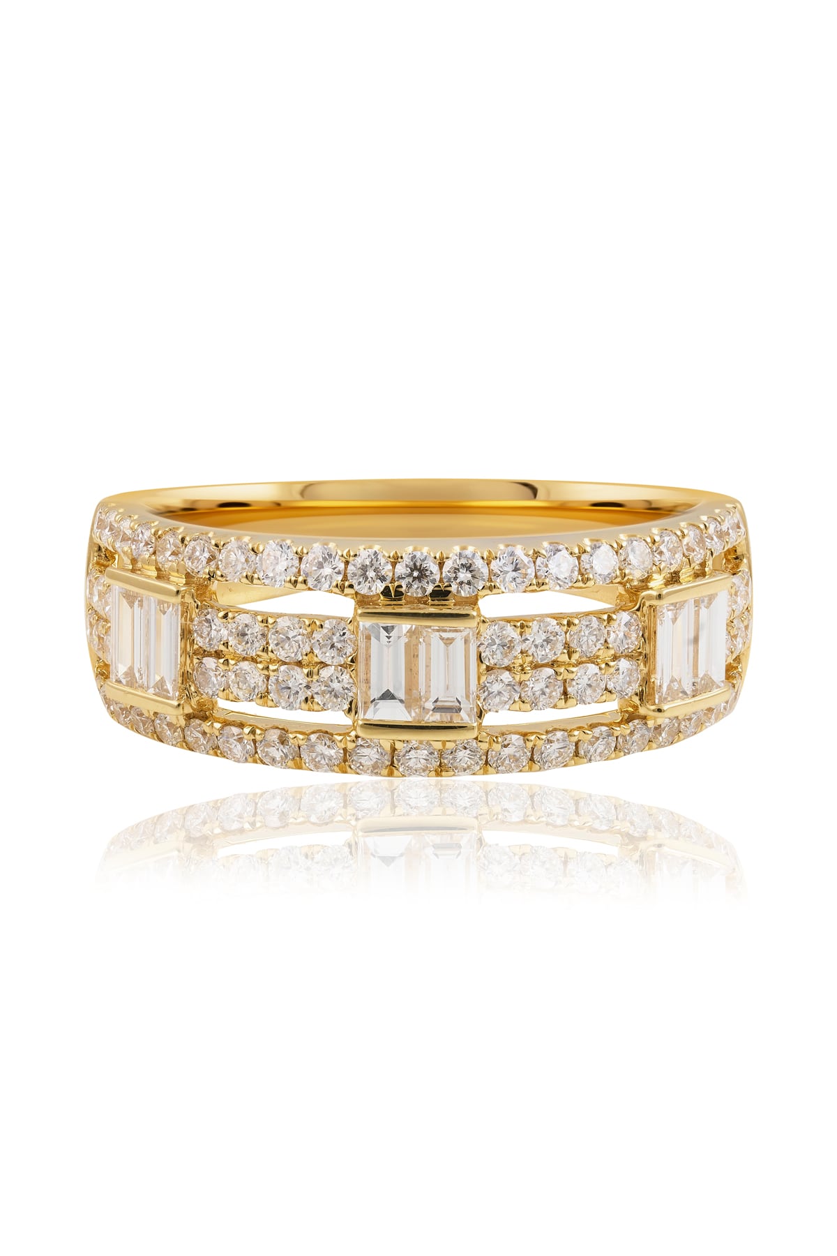 Baguette Cut Diamond Dress Ring In Yellow Gold from LeGassick Jewellery.