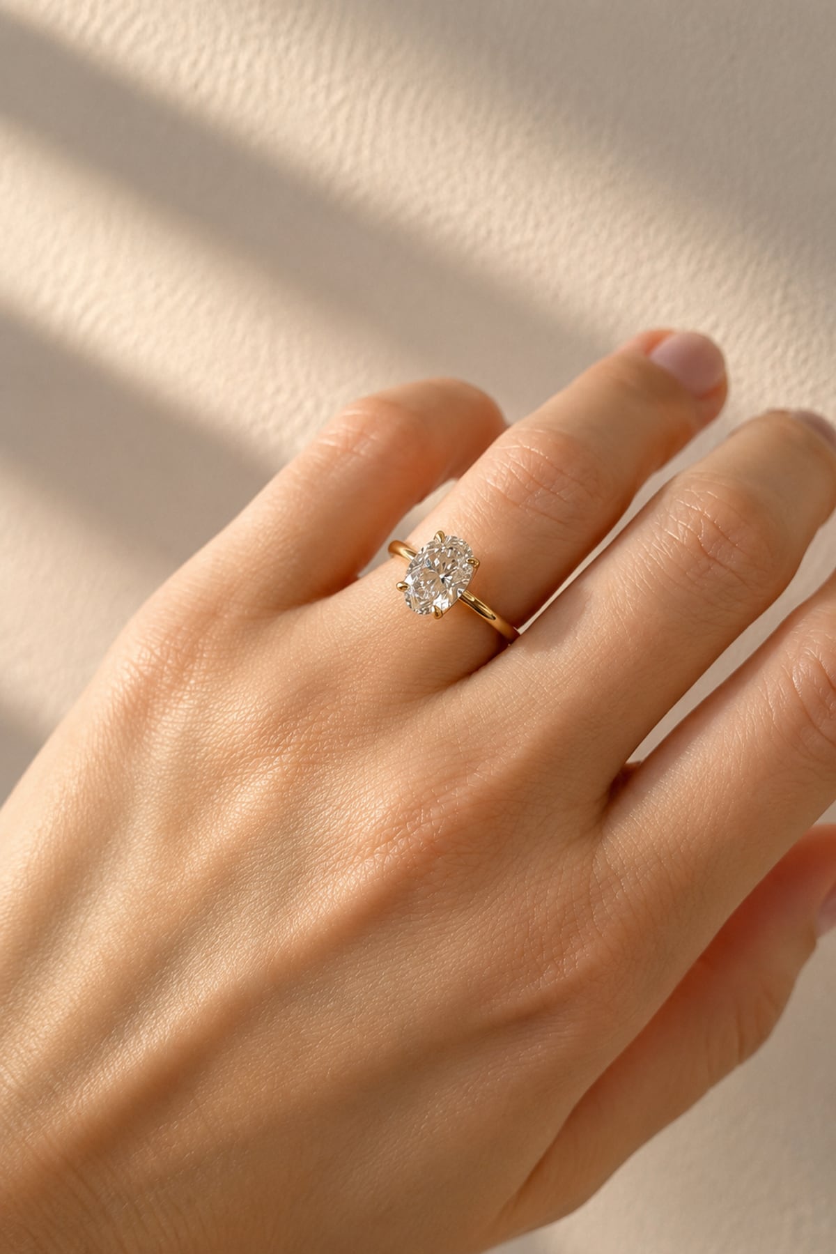 Cara... Four Claw Oval Lab Grown Diamond Ring In 18ct Yellow Gold