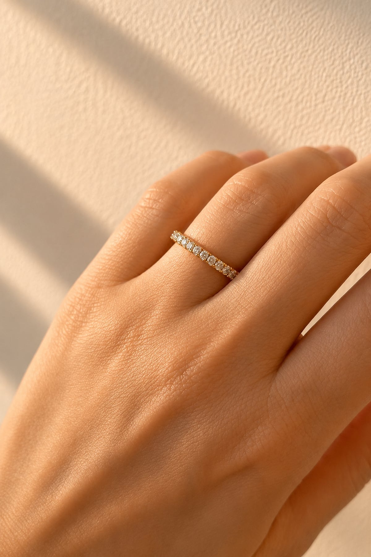 Carol... Lab Grown Claw Set Diamond Band In 18ct Gold