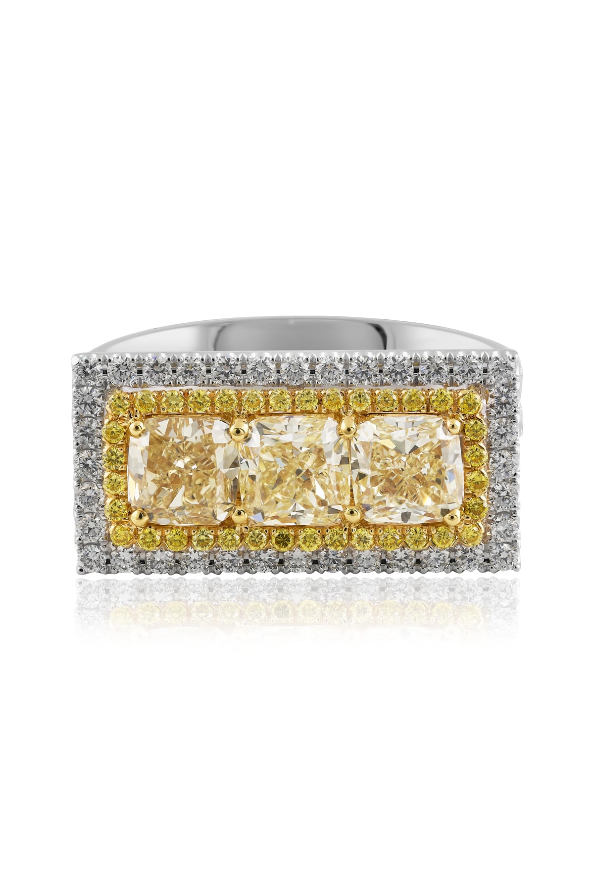 Cushion-Cut Fancy Yellow And White Diamond Ring from LeGassick Jewellery Gold Coast.
