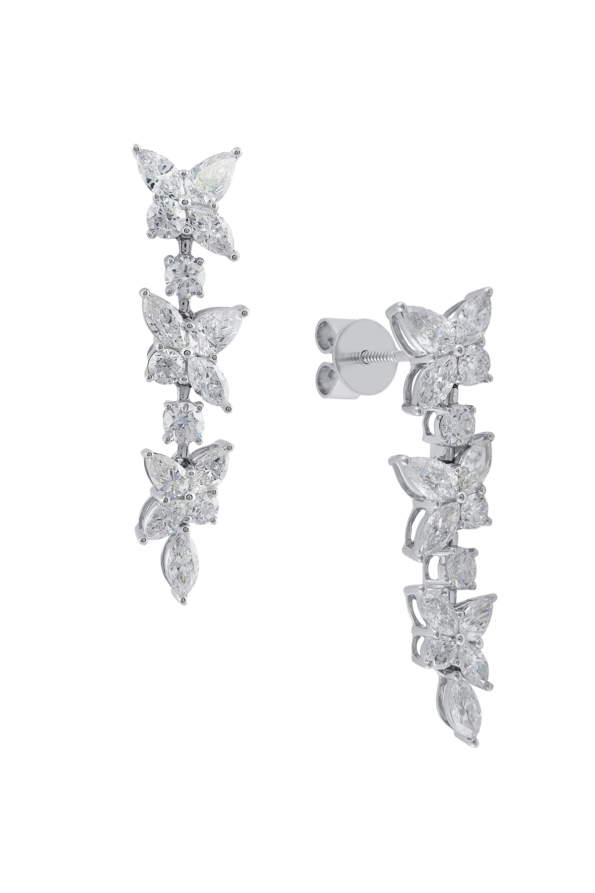 Diamond Set Drop Stud Earrings In 18 Carat White Gold from LeGassick Jewellers.