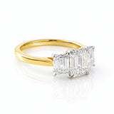 Diane... 3.5 Carat Lab Diamond Trilogy Ring In 18ct Two Tone Gold