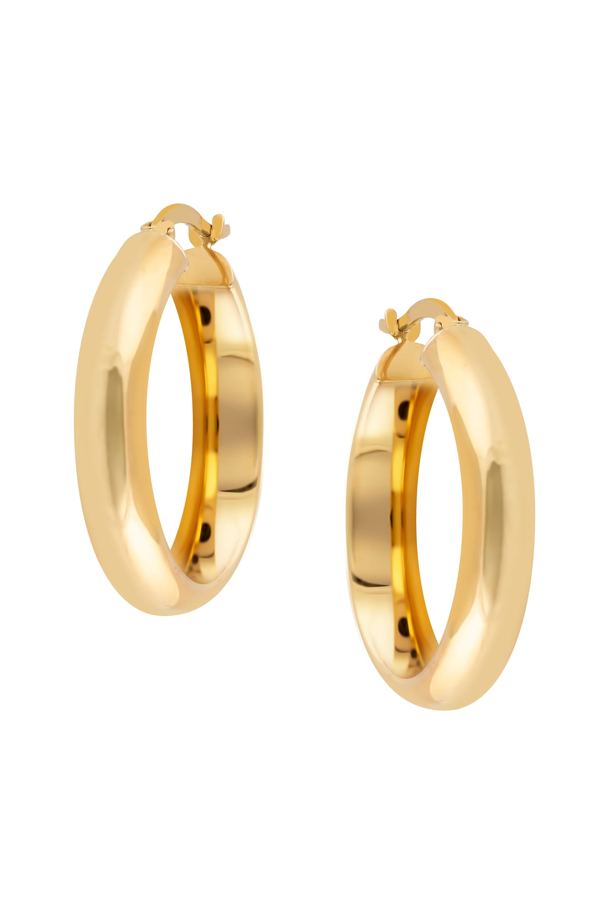 Domed Polished Yellow Gold Hoop Earrings from LeGassick Jewellery.