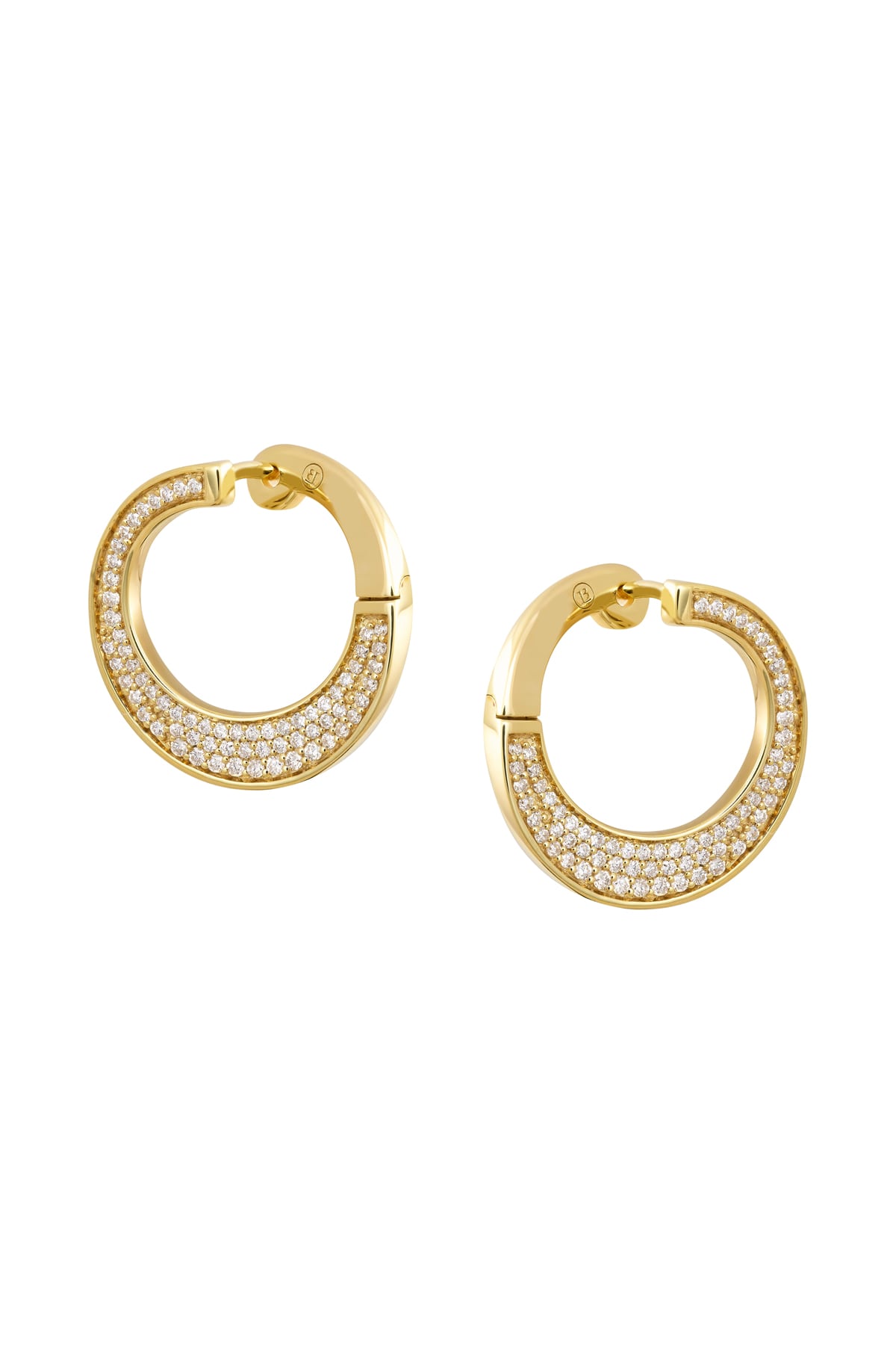 Yellow Gold Fancy Round Diamond Hoop Earrings from LeGassick Jewellery.