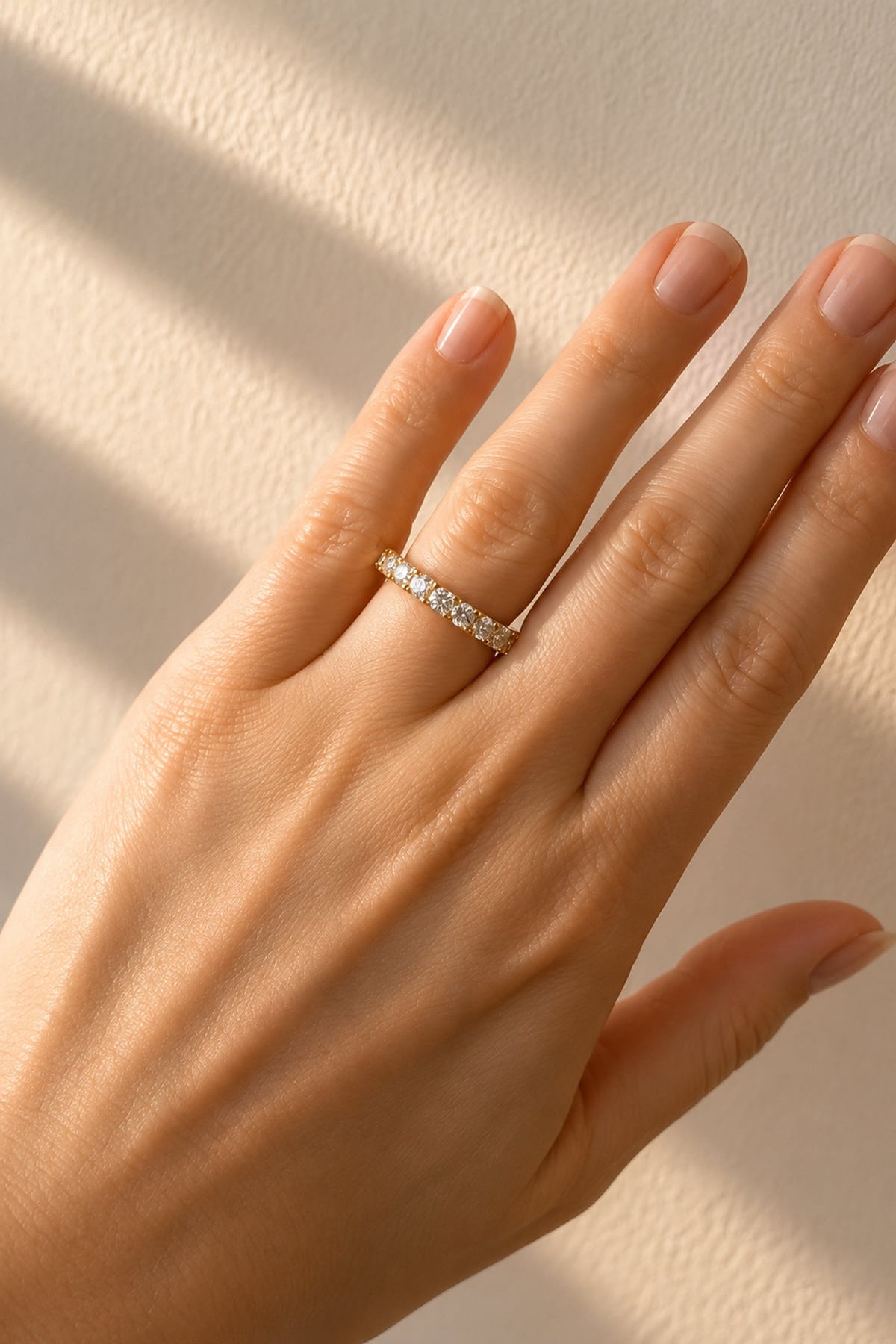 Florence... Lab Grown Claw Set Diamond Band In 18 Carat Yellow Gold