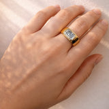 Harry... 5 Carat Radiant Cut Bezel Set Lab Grown Diamond Wide Ring