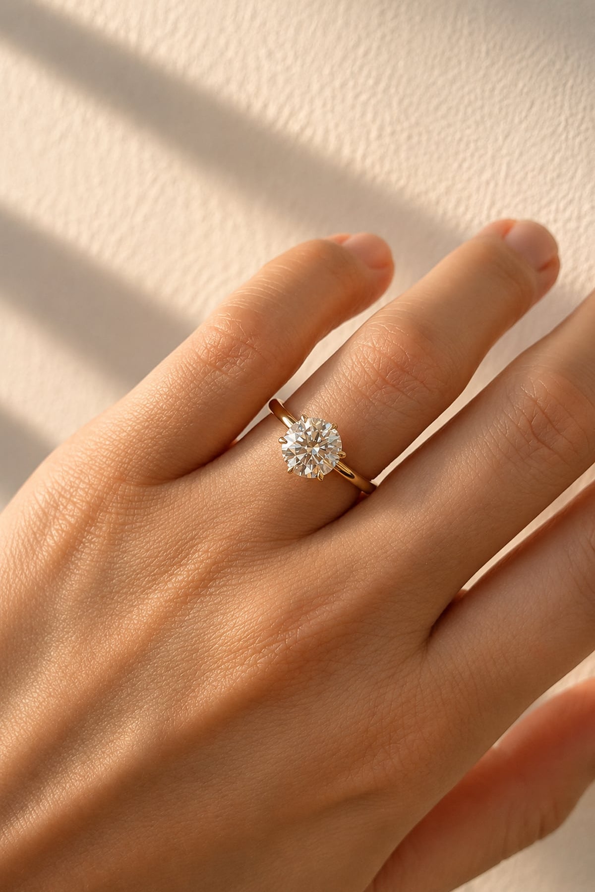 Jean... Six Claw Round Brilliant Cut Lab Grown Diamond Solitaire Ring In 18 Yellow Gold